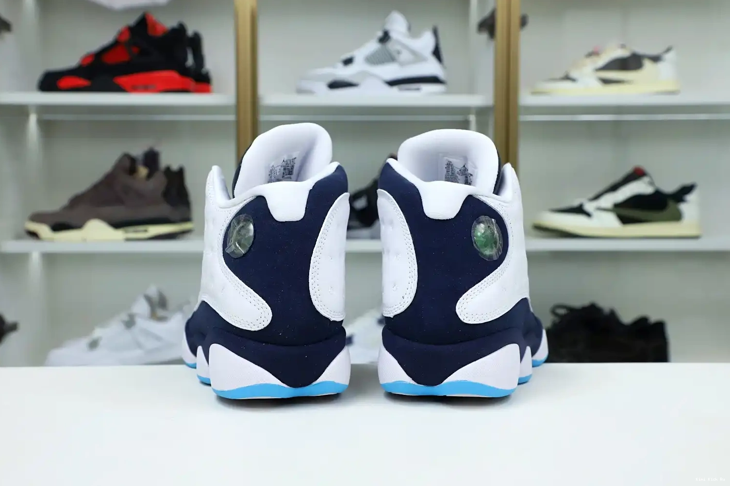 AIR Kimikick POWDER RETRO WHITE OBSIDIAN 13 JORDAN 414571-144 BLUE 0728